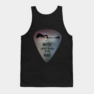 Distressed Guitar Pick Lake Reflections Music Lover Tank Top